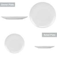 Miibo White 20-komadno servis za 4, s pločama za večeru, pločicu salata, zdjele, krigle i žličice, porculan