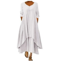CLLIOS WOMENS Ljetna haljina haljina pola rukava Linijska haljina Crew Crt Clossion Henley haljina za