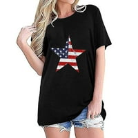 Ženske zvijezde Ispis bluza Neovisnosti Dan Tunika Crewneck Tees Holiday Thirts USA American Flag Tops