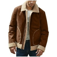 Muški kaput s dugim rukavima, čvrsta boja smrznuta fleese composite, rever debela gornja odjeća