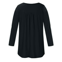 Majice s dugim rukavima za žene crne majice s dugim rukavima Žene Čvrsti gumb za vrat na vratu Pleted