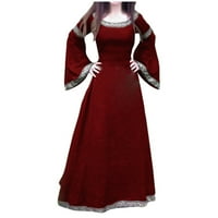 Jsaierl renesansni kostim za žene Retro srednjovjekovna elegantna Goth Maxi haljina Cosplay party pare