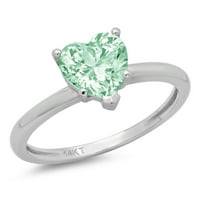 1. CT Sjajan srčani rez simulirani zeleni dijamant 14k bijeli zlatni pasijans prsten sz 3.5