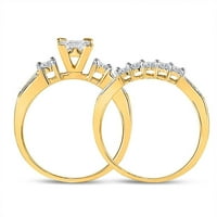 10k žuta zlatna princeza Diamond Bridal Set za vjenčanje CTTW