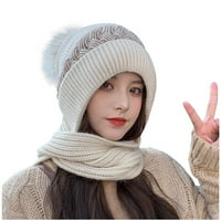Zimska beanie šešir šal jednodijelni set za žene toplo debele nejasne ruke pletene kape za vrata toplije