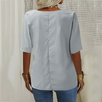 Baycosin Solid Dressy Bluuse za žene s pola rukava s krutom majicom V-izrez