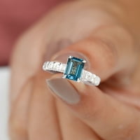 London Blue Topaz Solitaire Prsten sa dijamantskim kamenjem za žene, srebrne srebra, SAD 6,00