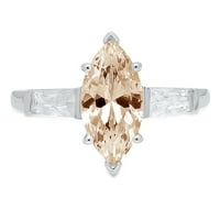 2.0ct Marquise rezan šampanjac simulirani dijamant 18k bijeli zlatni godišnjica Angažmane kamene prstene
