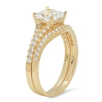 3. CT Sjajno princeze simulirani dijamant 18k žuti zlatni pasijans sa akcentima Bridal set sz 10
