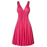 Ženska haljina plus veličina Ženska moda V-izrez Retro rezana sa dresiranim simnim suknji haljina ružičasta