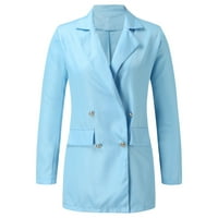 Vedolay Top ženski poslovni casual blezer sa obloženim jaknom za rad sa džepovima, plavi XL