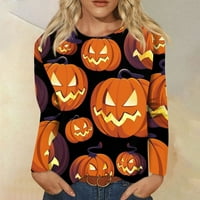 Duks Halloween za žene Ženske modne modne bluze za duge rukave za žene Ležerne prilike O-izrez Majica