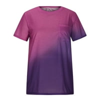 Zodggu Trendy ponude Lounge T Majica Summer kratkih rukava Crewneck majica sa džepom Gradijent boje