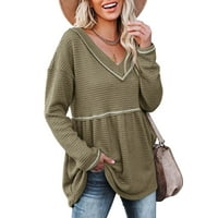 Ženska majica s dugim rukavima V izrez Solid Color Pulover Loove Dame žensko Ležerne prilike Trendi