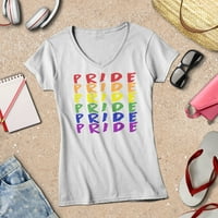 S4E ženski ponos gej lgbtq duge slim fit v-izrez majica male bijele boje
