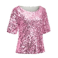 Wofeydo T majice za žene, žensko proljeće i ljeto od pune boje sekfikovane okrugle rezanje rezovare,