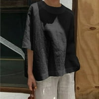 Ženska ležerna labava posteljina patchwork plus veličina dama dnevno Soild bluza vrhova majica aq