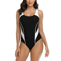 Luiyenes Plivanje odijela za žene skromne kupaćih odijela Crni kupaći kostim jedan komad