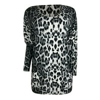 Ženska Ležerna moda V-izrez Leopard Džepne bluze Dugi rukavi Dugi rukavi Dressy Casual Fall Top košulja