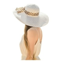 Ženska djevojka vanjska krema za sunčanje disketa široka kapa luk leopard tiskani sunčevi šešir slamke