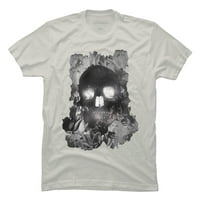Mrtvo cvijeće lubanja muška srebrna krema Grafički tee - Dizajn od strane ljudi 3xl
