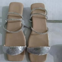 Clearance VerPetridure Ženske sandale Ljetne povremene ravne čipke sa sandale sa šarenim dijamantnim