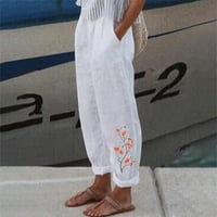 Ljetne pantalone za žene Trendy obrezane za uredske kapri-u džepovima širine noge casual mekane lagane