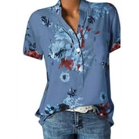 Puuwkoer bluza Žene veličine Pocket Top Lako kratka košulja Štamparija plus ženska bluza Žene 3xl plava