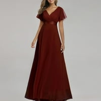 Ženska haljina s velikim ljuljačkama V-izrez Šifon elastična banket djeverska večernja haljina