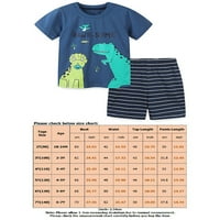 Beiwei Toddler Labavi kratki rukav + kratke hlače CREW CREW CALTE Ljetni odjel Dinosaur grafički igranje odjeće