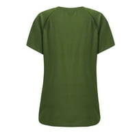 Žene casual labav fit cvjetni V izrez ljeto majica kratkih rukava Green XL