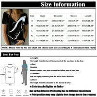 ROYLLLELOVE ženske majice Štampanje Basic V izrez Standard Ljetni modni labavi kratki rukav vrhovi vježbanja