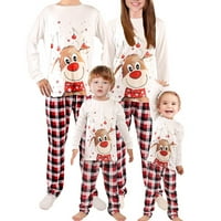 Podudaranje porodične pidžame postavlja Božić PJ-a sa jelenom dugim rukavima i pletenim hlačama Loungeward