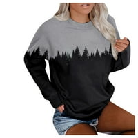 ECHFIPROM Great Poklon Women Plus Size Mountain tiskani pulover Duge rukavice s dugim rukavima vrhovi
