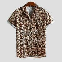 Zermoge majica Bluze za muškarce na prodaji zazora mens leopard tiskani džep na prsima okreni kratki