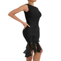 Ženske ruffles Fringed duga haljina Y2K 3D Cvijeće Bodycon Tassels Frill Mesh Haljine Split Ruched haljina