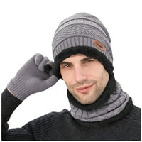 Yubnlvae Pleteni muške vjetrove za zimske muške rukavice šal šešica tri tople šešir pletene kape kake