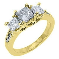 14k žuta zlatna princeza presječena sadašnji trenutni kamen dijamantni prsten 1. karate