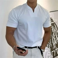 Bijele majice za muškarce, Ležerne prilike, Ležerne prilike, SOLID sportove s kratkim rukavima s kratkim