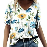 Binmer bluza plus veličina Ženska klirenca Proljeće Ljeto Kratki rukav V-izrez Bluze i majice