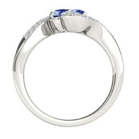 Mauli dragulji za angažman prstenje za žene 1. Carat dva kamena safir i dijamantna prstena se postavljaju14k