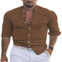 Paille Muška majica Dugme dolje dolje dugačka bluza s dugim rukavima udobna za odmor tunika majica Brown