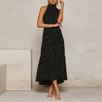 Haljine za žensku nošenje bez rukava Dot uzorak Okrugli izrez Midi Fit and Flare Y2K moda Elegantna