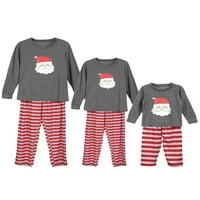 Nlife Family Santa Claus Print Stripe Stripe Božićne pidžame dugih rukava