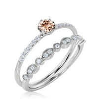Zasljepljujući minimalistički 1. karat okrugli morgatit i dijamantski moissite pristupačni zaručni prsten,