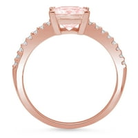 1.66ct Princess rezan ružičasti simulirani dijamant 18k ružičasti ružičasto graviranje izjava bridalna