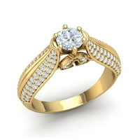 Prirodno 1.2ct okrugli rez Diamond Prong Dame Solitaire modernog angažmana prstena od punog 10k zlatni