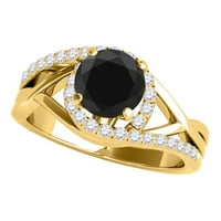 Mauli dragulji za angažovanje prstenova za žene 1. Carat crno-bijeli dijamantni halo Angažman prsten