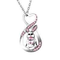 Ogrlice za žene, zakrivljena linija ružičasta kristalna ljupka zečja ogrlica privjesak Lady Nakit za