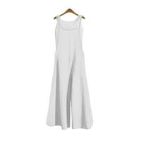 Oalirro Jumpsuits Casual Square ogrlica Robusi za žene Dressy White Jumpsuit XXXXL